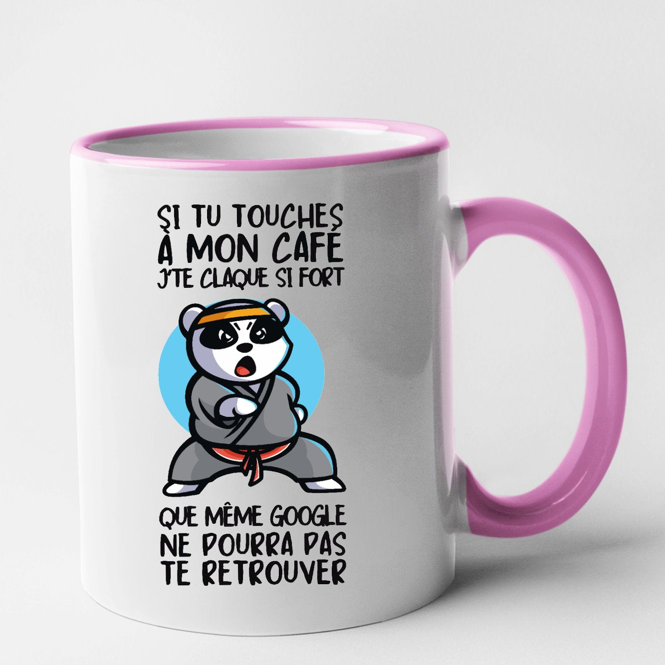 Mug Si tu touches à mon café je te claque Rose