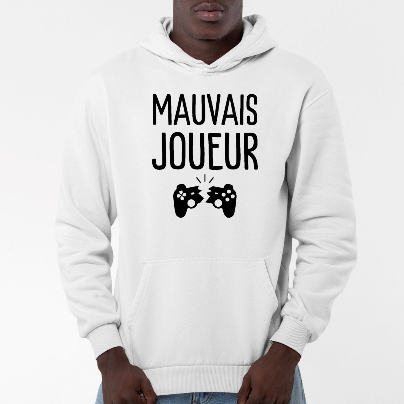 Sweat Capuche Adulte Mauvais joueur Blanc