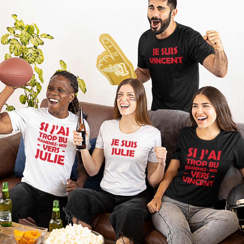 T-Shirts Personnalisés Si j'ai trop bu ramenez moi vers "votre prénom"