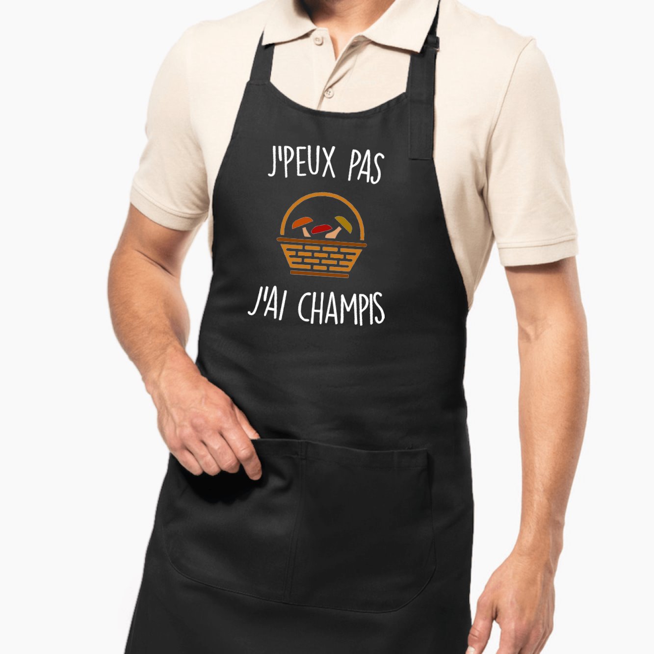 Tablier J'peux pas j'ai champignons Noir
