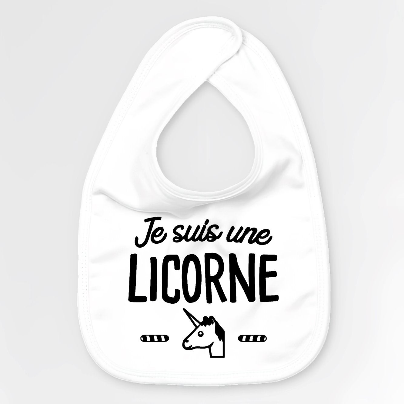 Bavoir Bébé Je suis une licorne Blanc
