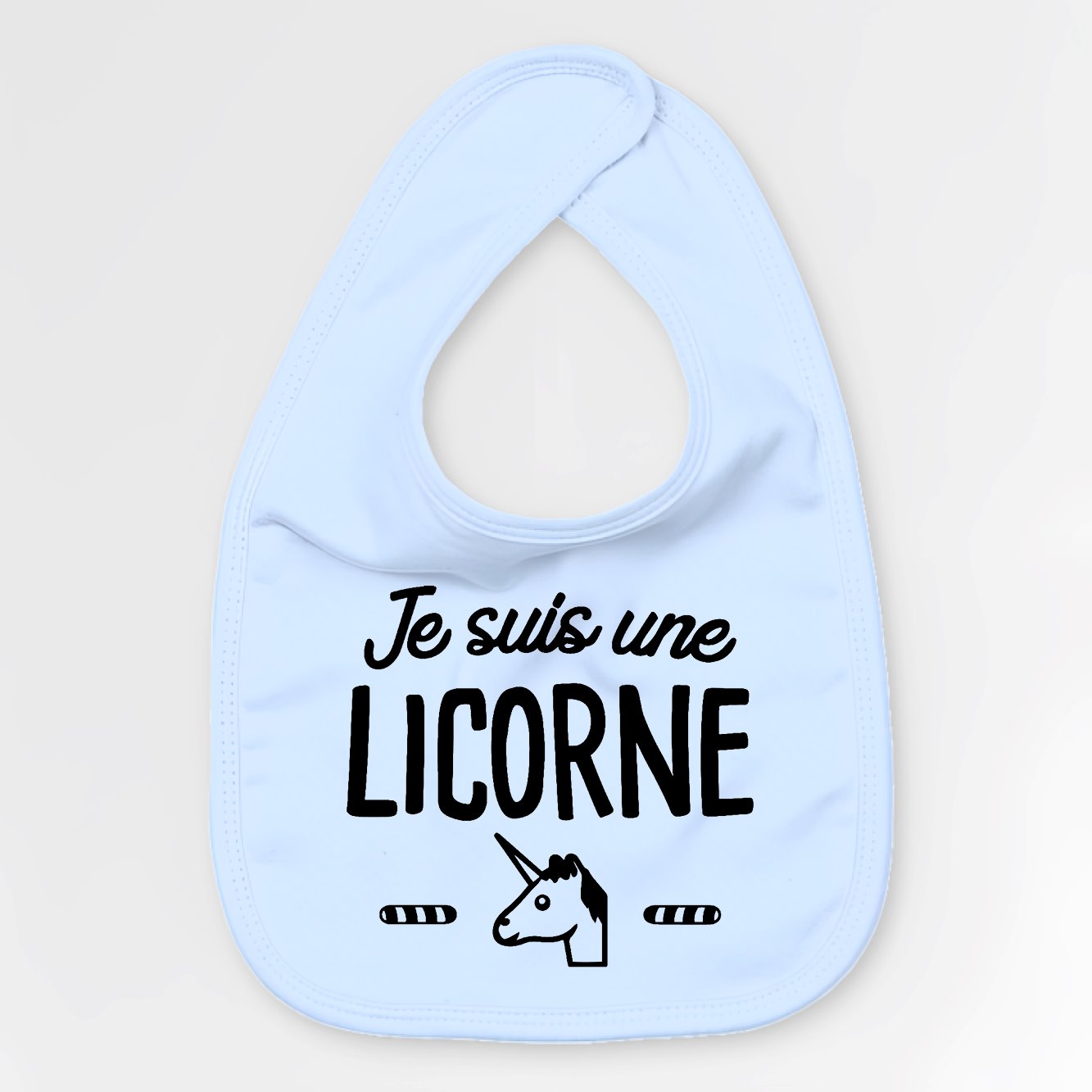 Bavoir Bébé Je suis une licorne Bleu