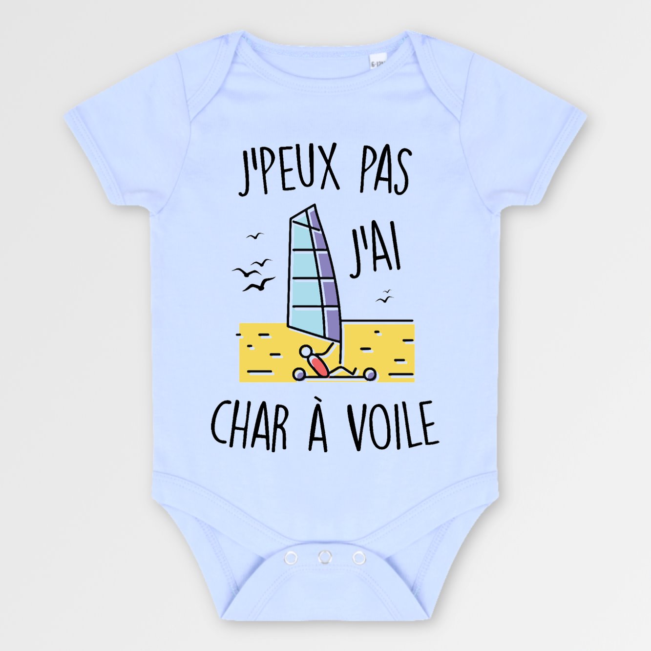 Body Bébé J'peux pas j'ai char à voile Bleu
