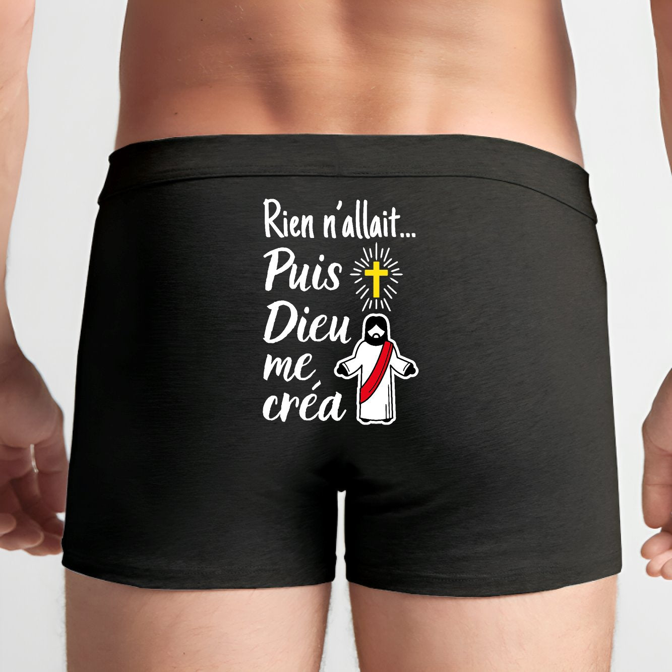 Boxer Homme Rien n'allait puis Dieu me créa Noir