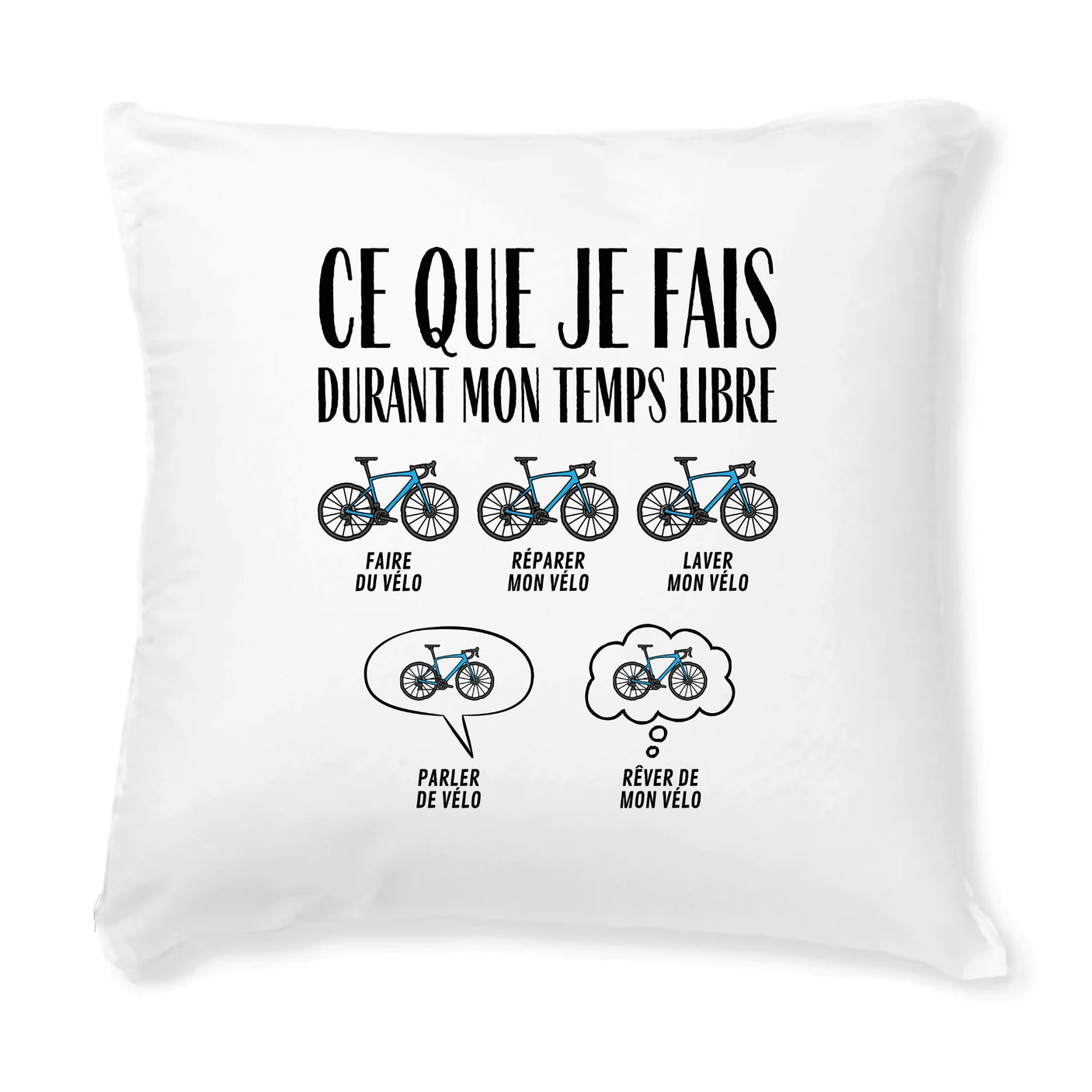 Coussin Ce que je fais durant mon temps libre Vélo