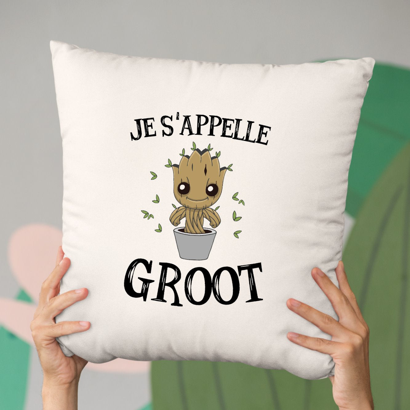 Coussin Je s'appelle Groot Beige
