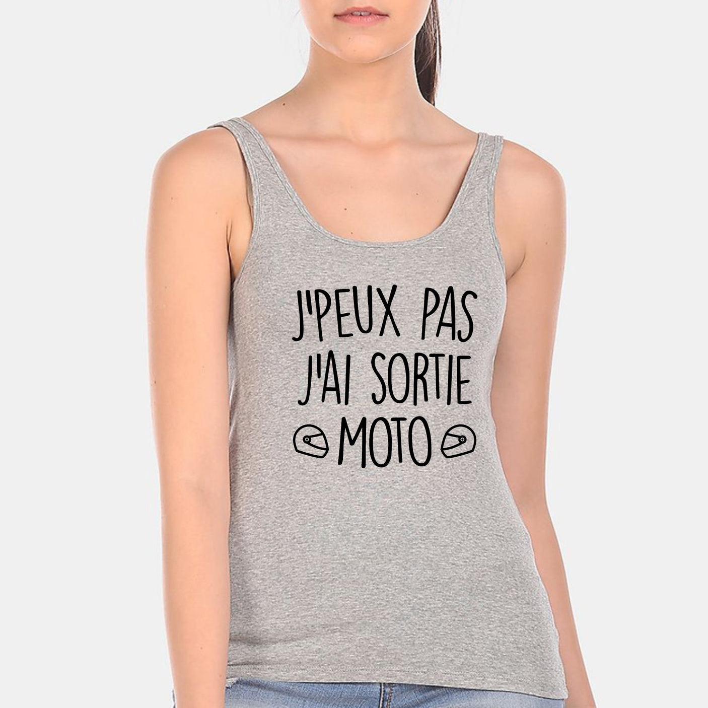 Débardeur Femme J'peux pas j'ai sortie moto Gris