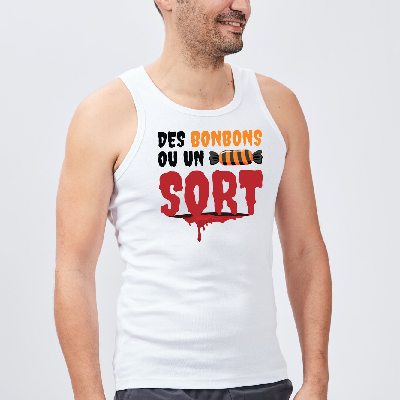 Débardeur Homme Des bonbons ou un sort Blanc