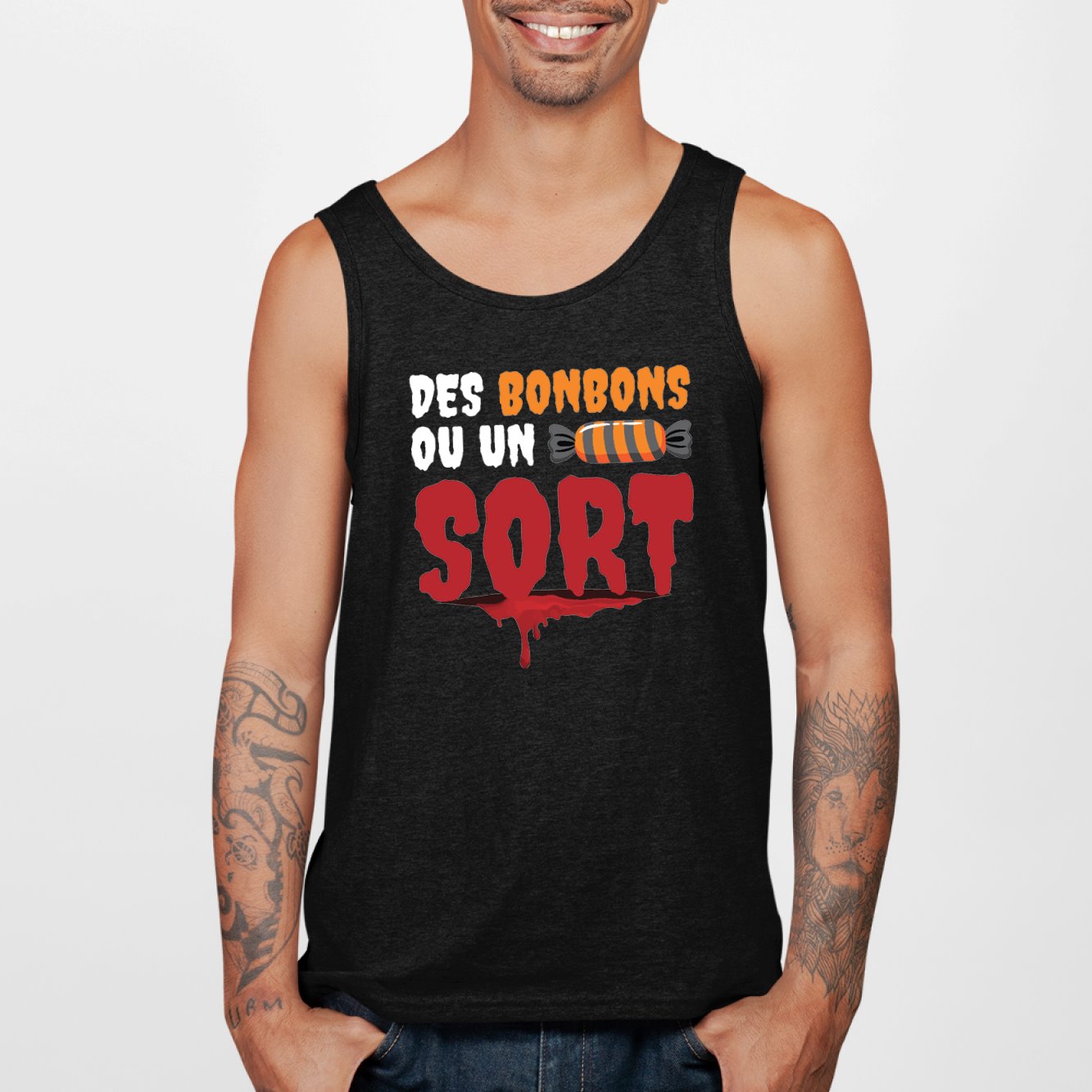 Débardeur Homme Des bonbons ou un sort Noir