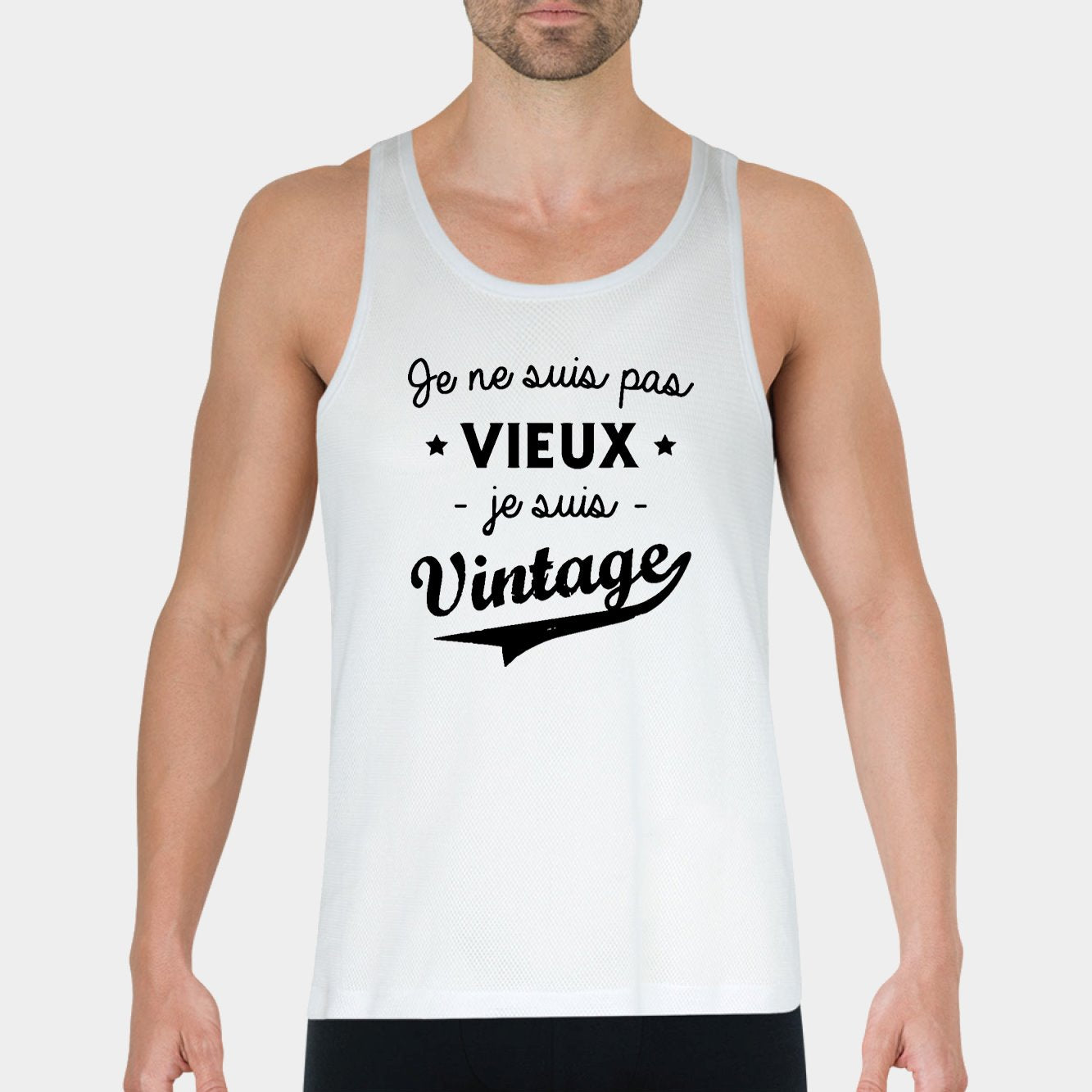 Débardeur Homme Je ne suis pas vieux je suis vintage Blanc