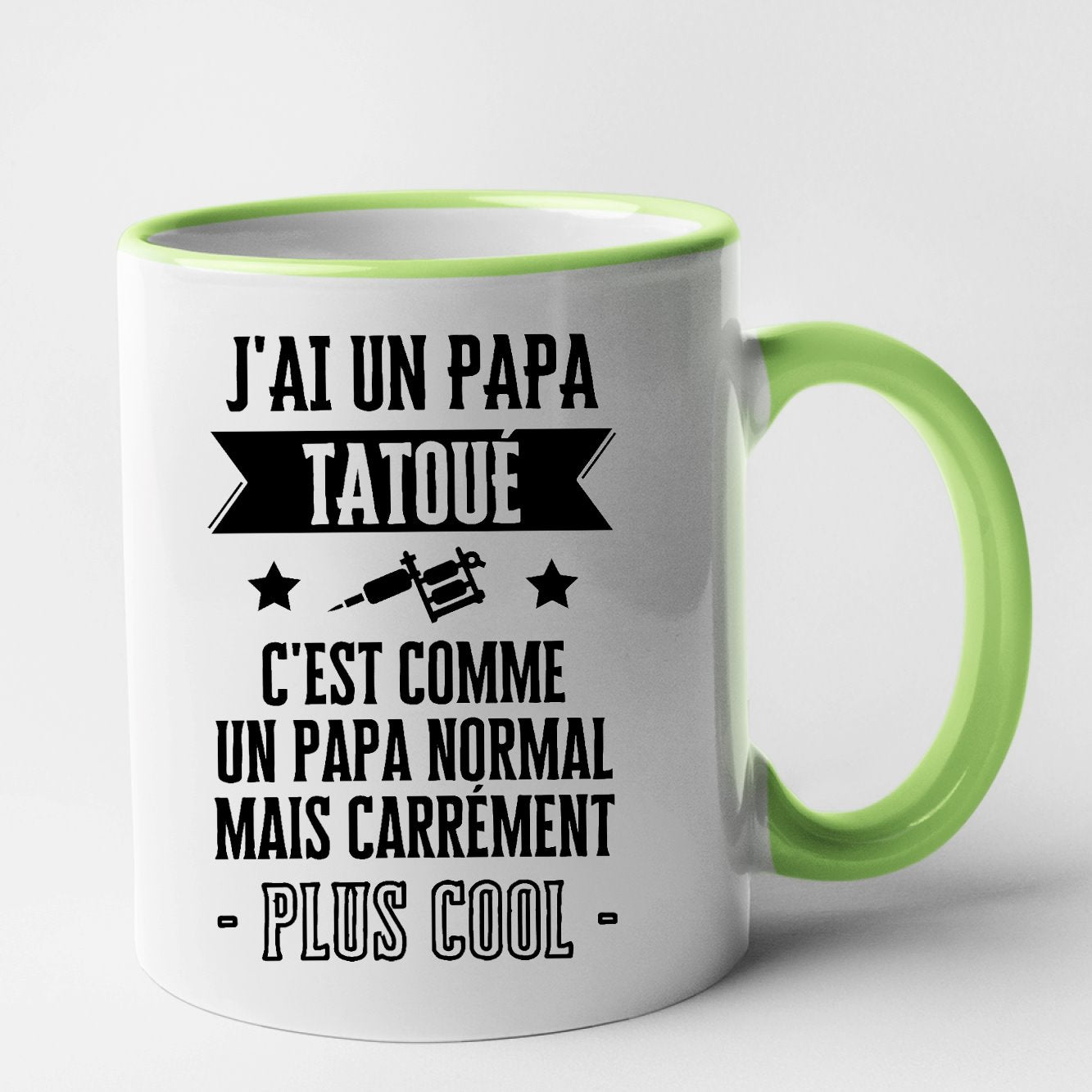 Mug J'ai un papa tatoué Vert
