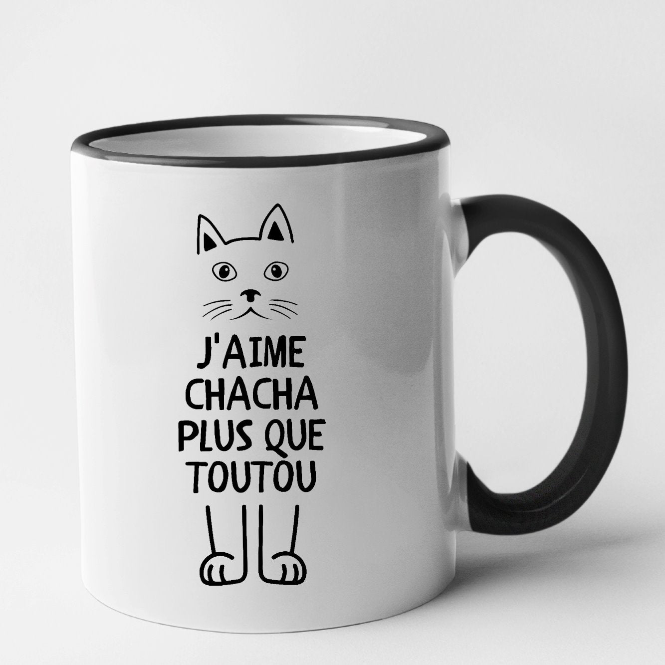 Mug J'aime chacha plus que toutou Noir
