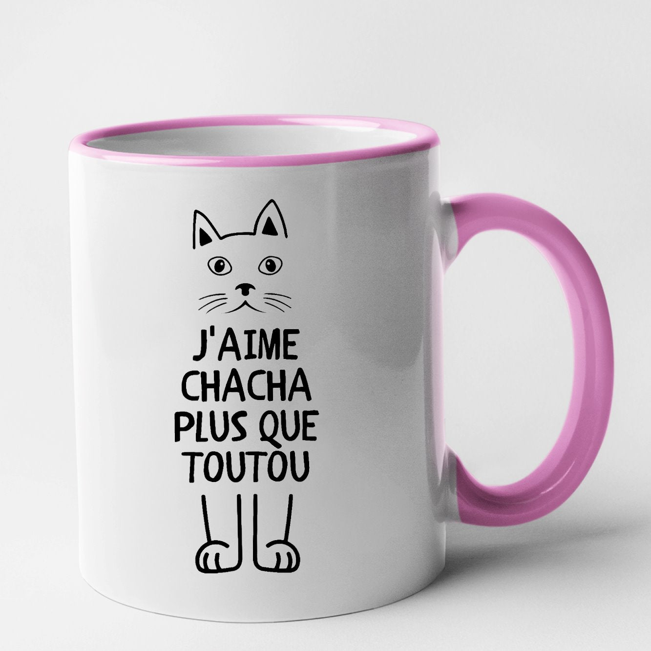 Mug J'aime chacha plus que toutou Rose