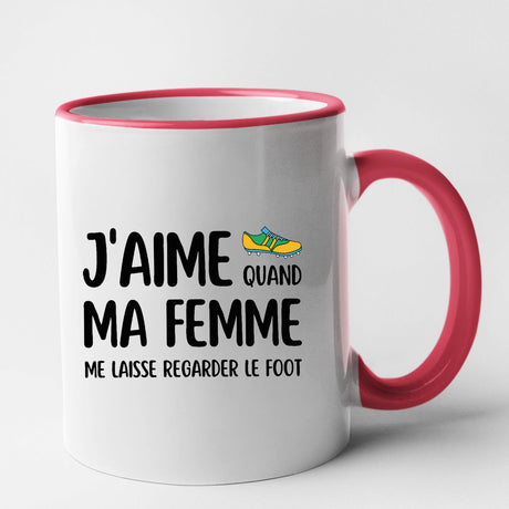 Mug J'aime quand ma femme me laisse regarder le foot Rouge