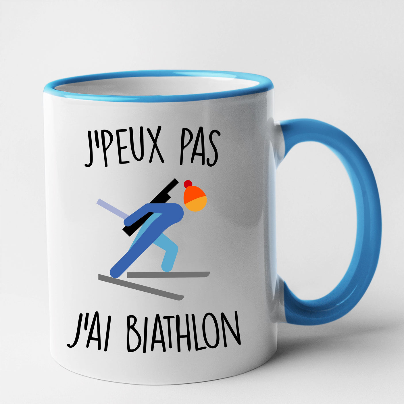 Mug J'peux pas j'ai biathlon Bleu