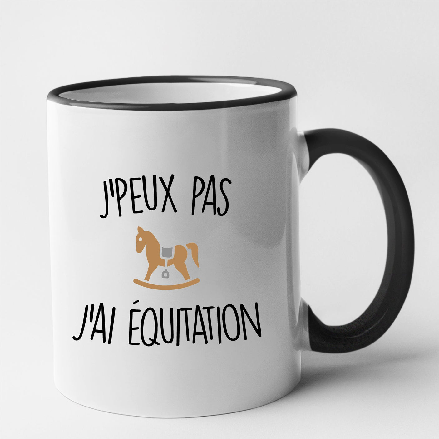 Mug J'peux pas j'ai équitation Noir
