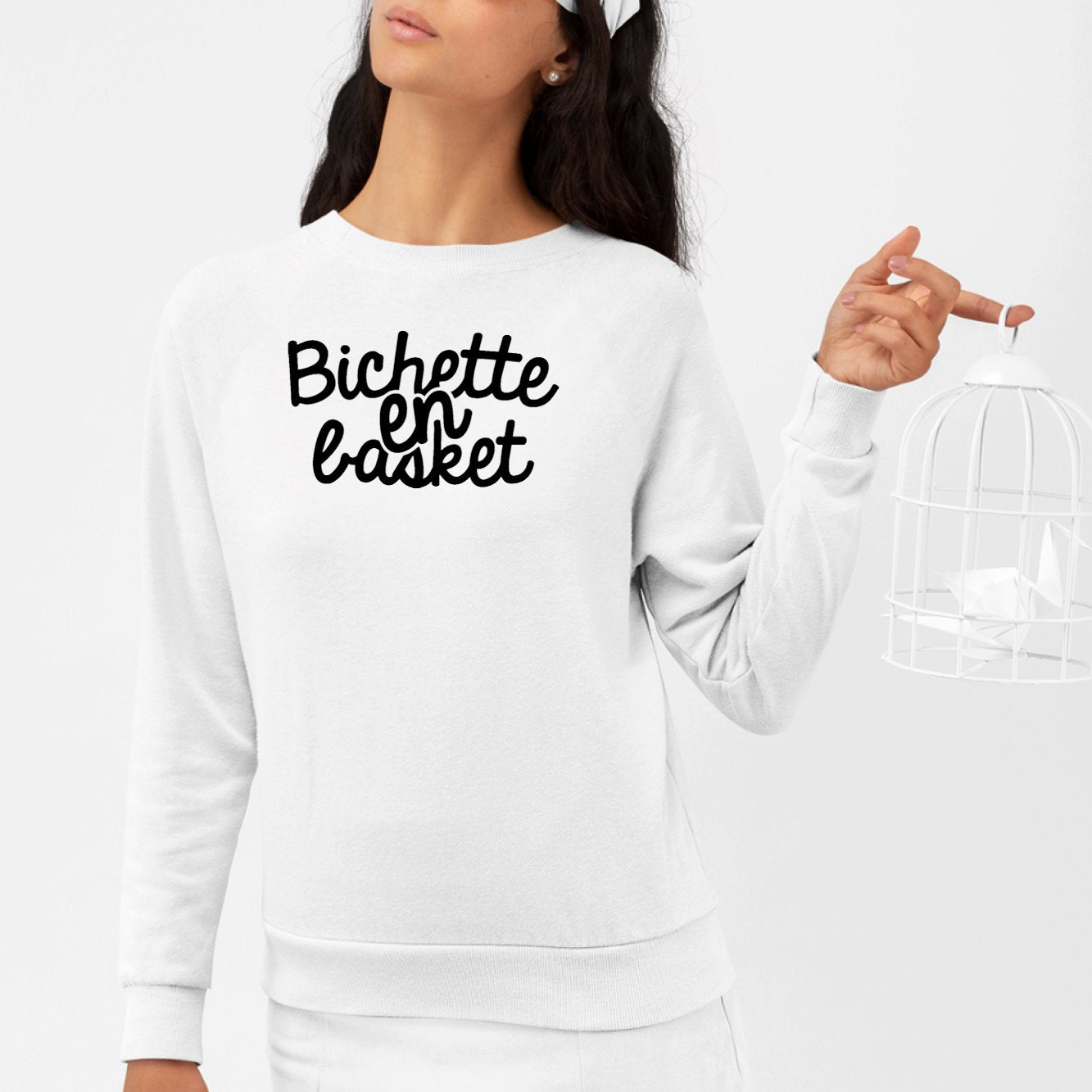 Sweat Adulte Bichette en basket Blanc