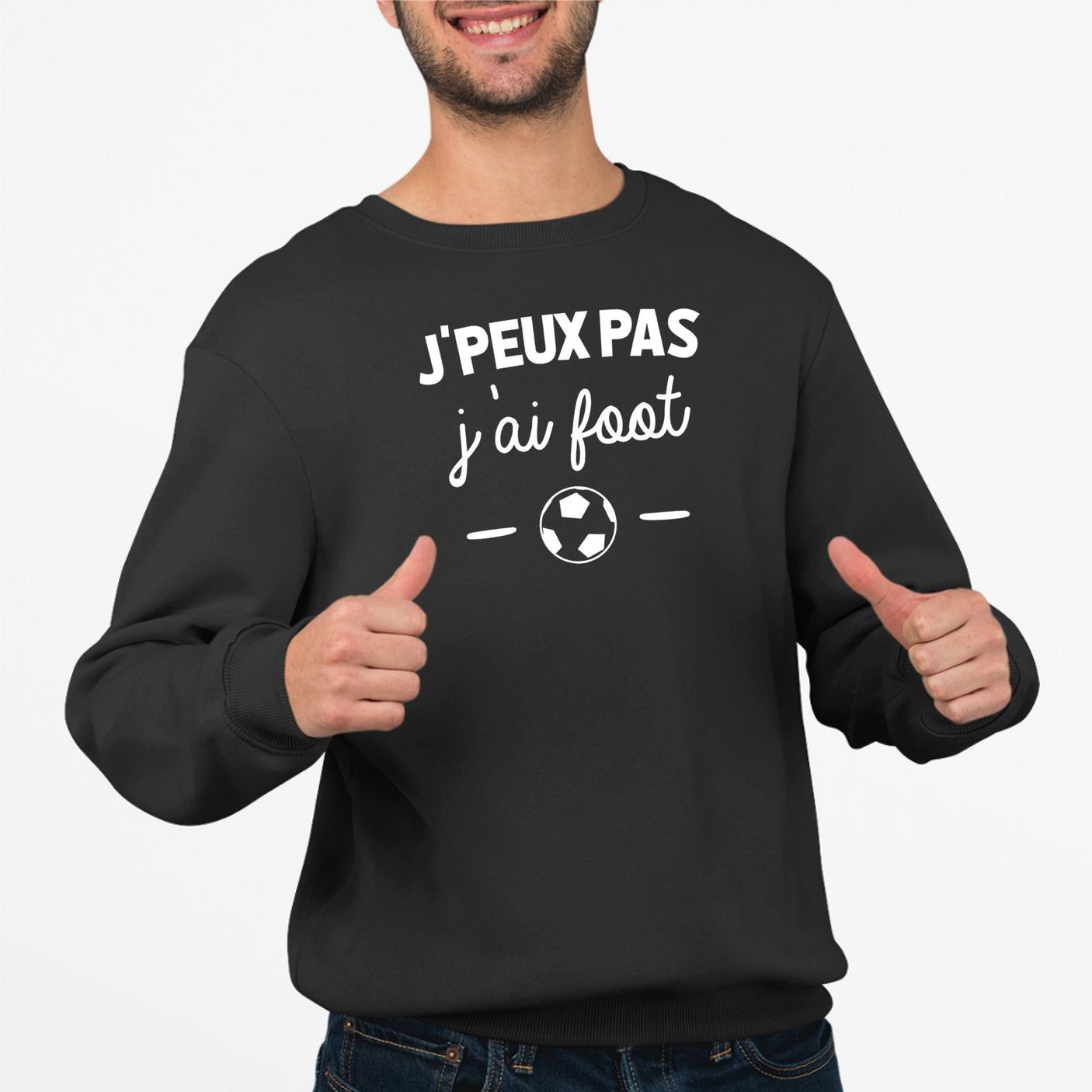 Sweat Adulte J'peux pas j'ai foot Noir