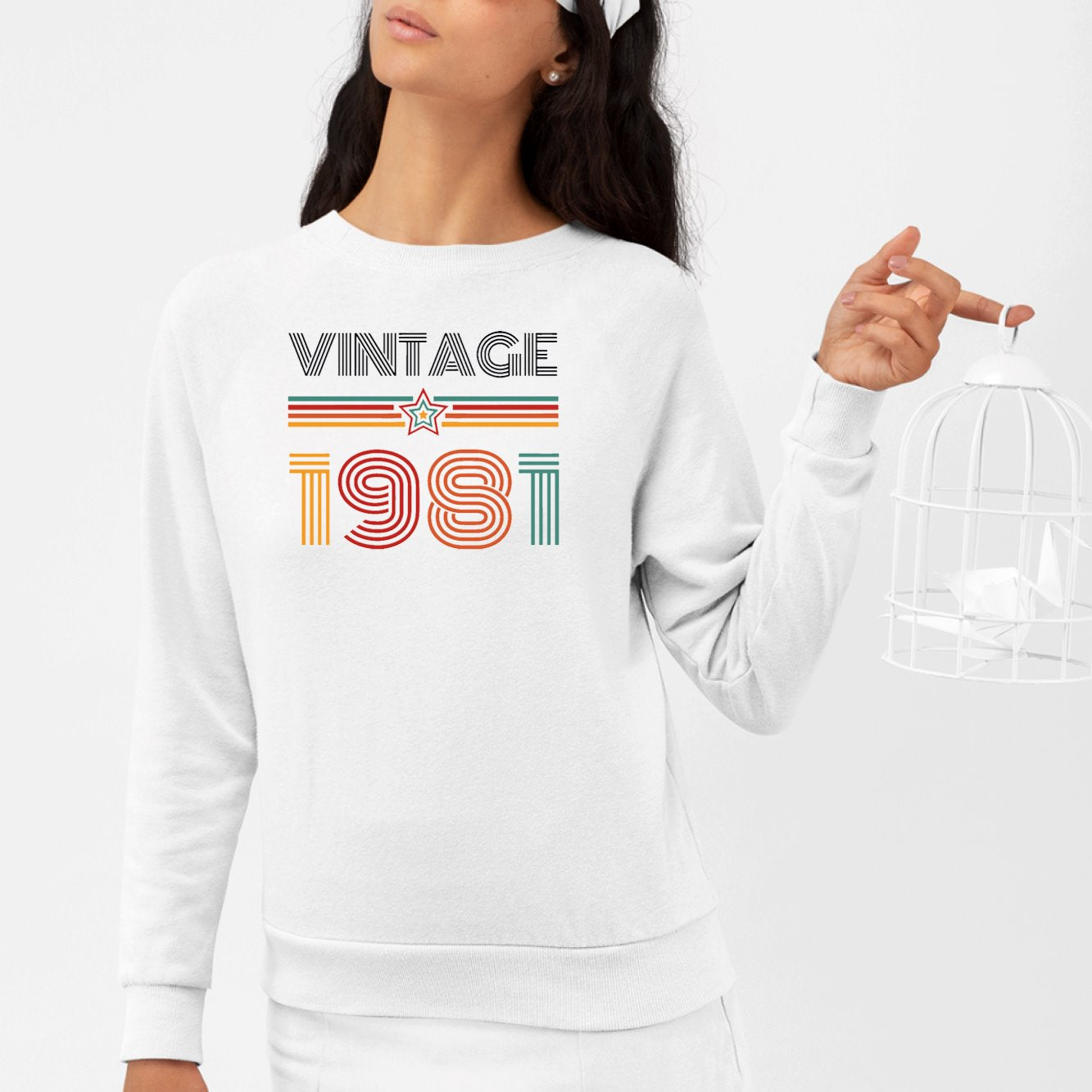 Sweat Adulte Vintage année 1981 Blanc