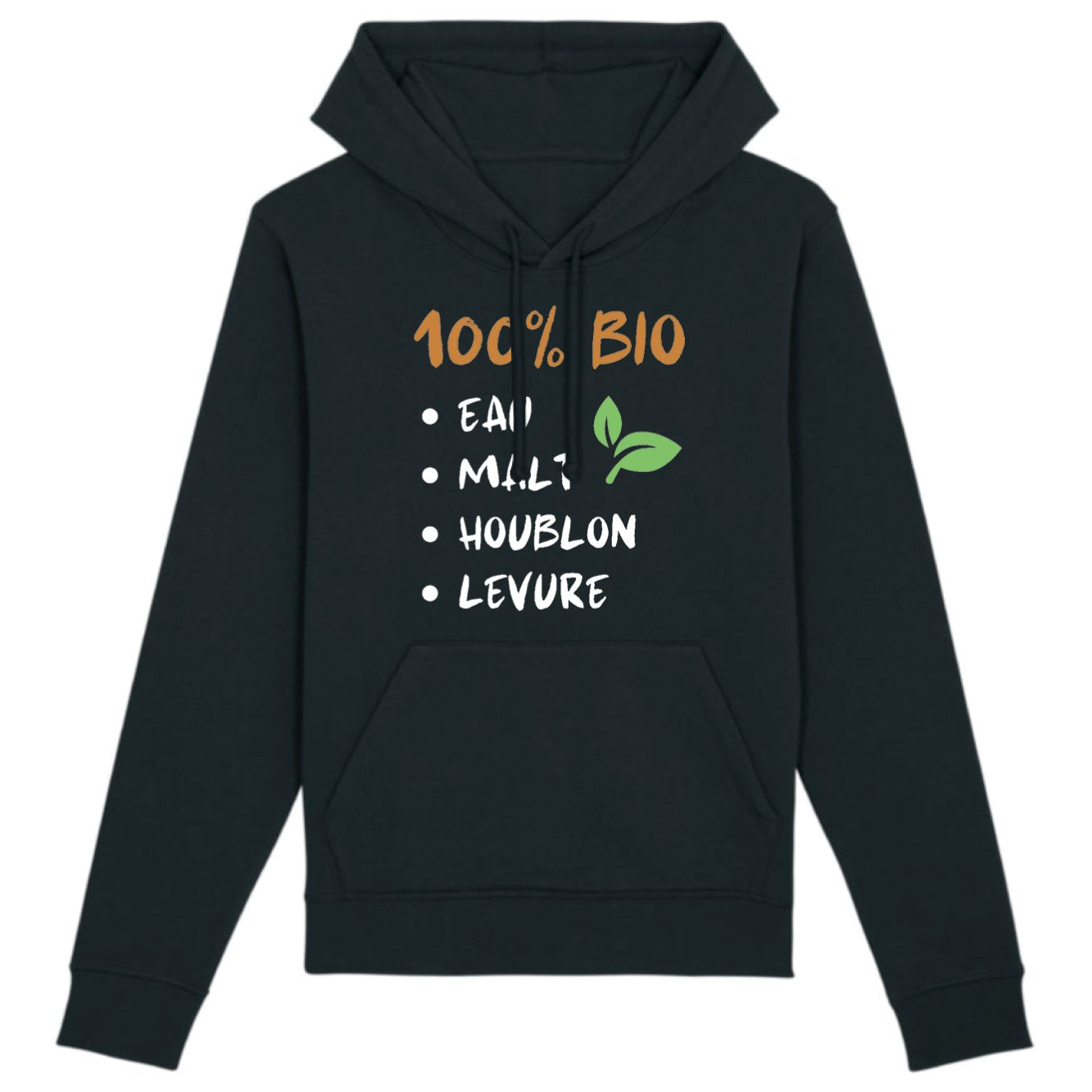 Sweat Capuche Adulte 100% bio eau malt houblon levure