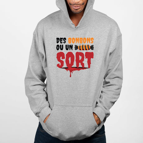Sweat Capuche Adulte Des bonbons ou un sort Gris
