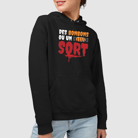 Sweat Capuche Adulte Des bonbons ou un sort Noir