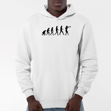 Sweat Capuche Adulte Évolution boxe Blanc