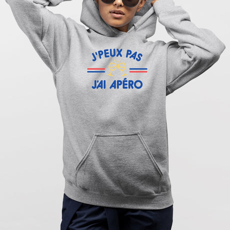 Sweat Capuche Adulte J'peux pas j'ai apéro Gris