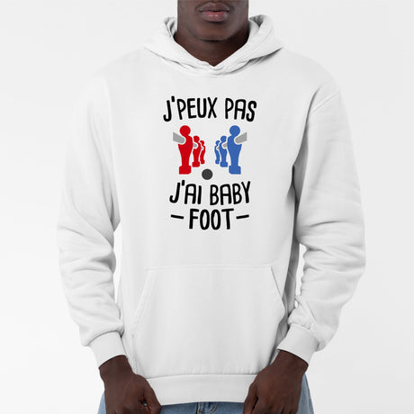 Sweat Capuche Adulte J'peux pas j'ai baby-foot Blanc