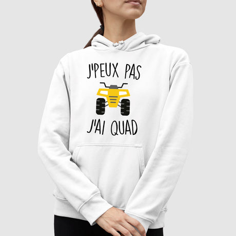 Sweat Capuche Adulte J'peux pas j'ai quad Blanc