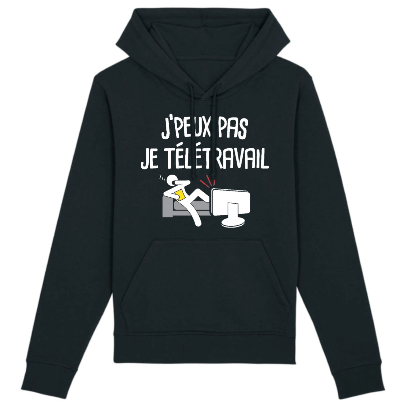 Sweat Capuche Adulte J'peux pas je télétravail