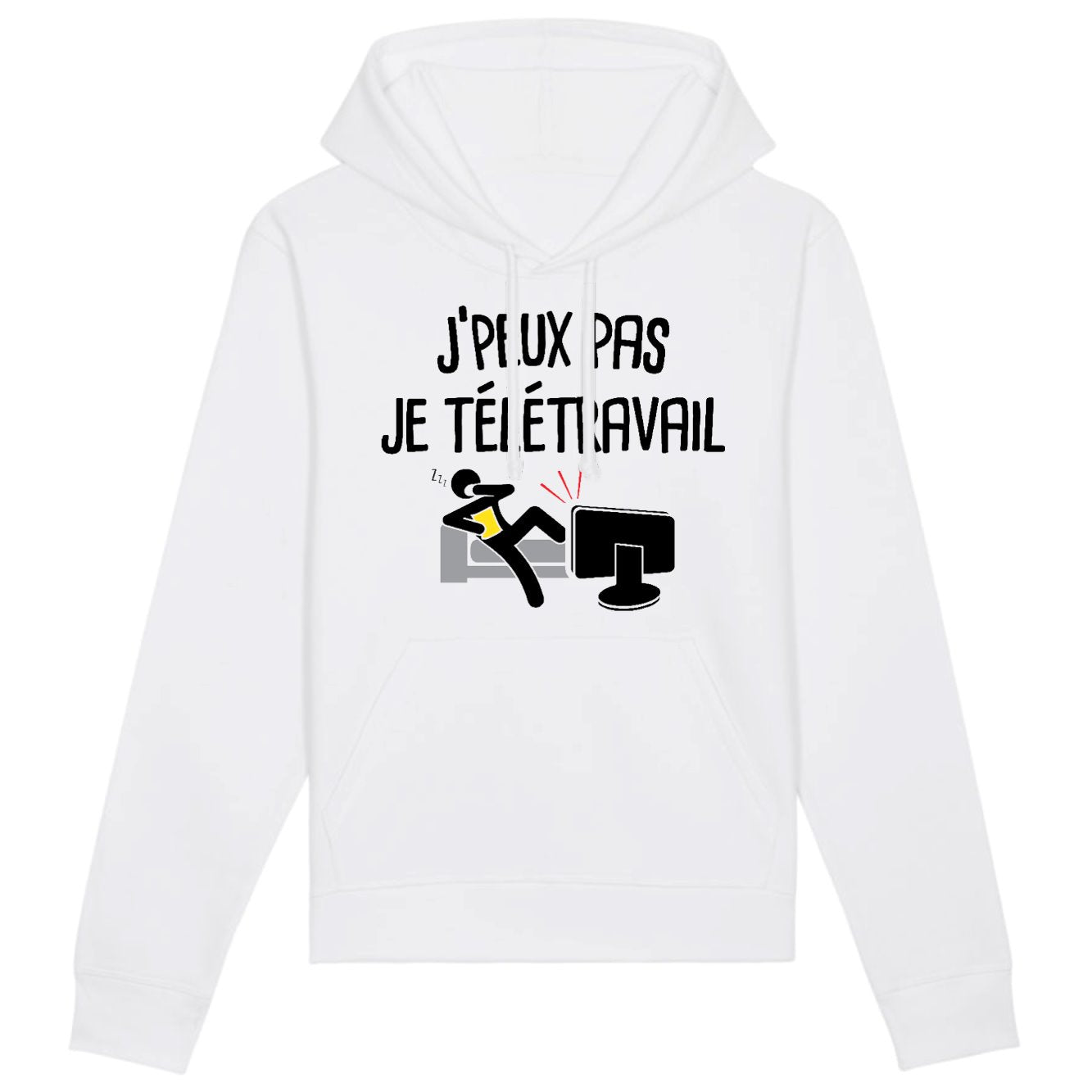 Sweat Capuche Adulte J'peux pas je télétravail