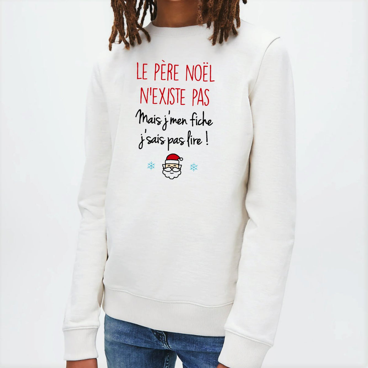 Pull Noël "J'peux Pas J'attends Le Père Noël" - Sweatshirt Humour Festif