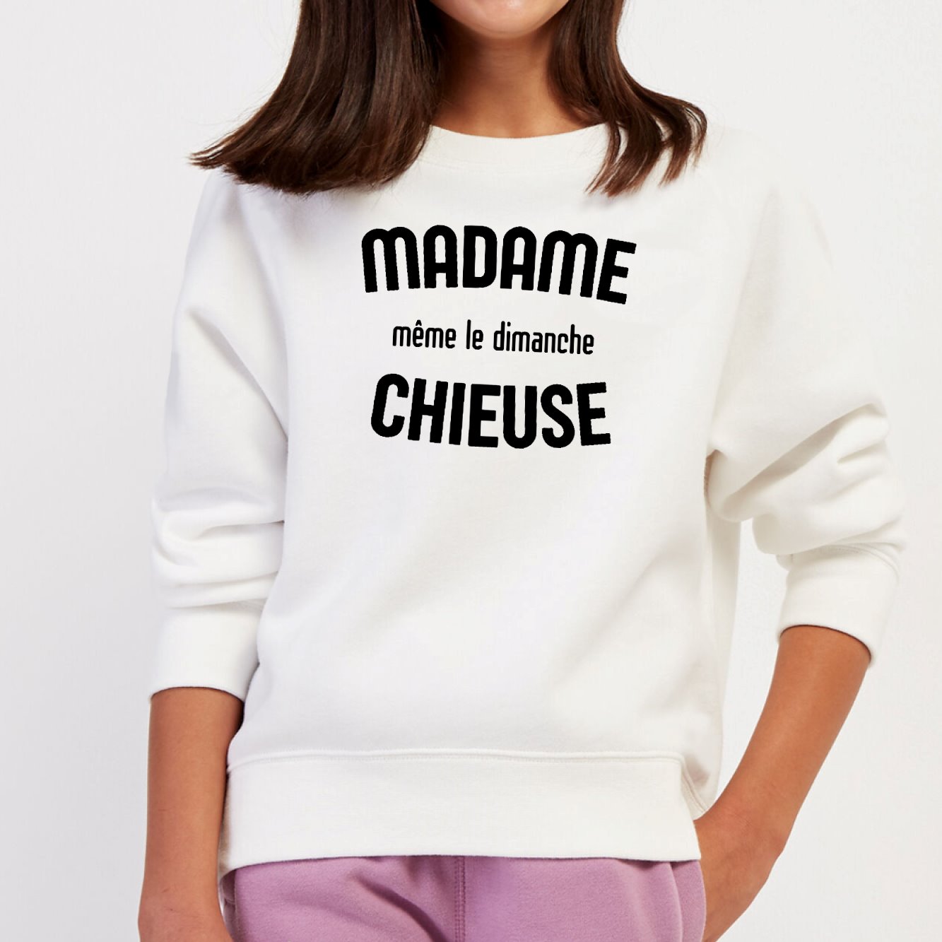 Sweat Enfant Madame chieuse Blanc