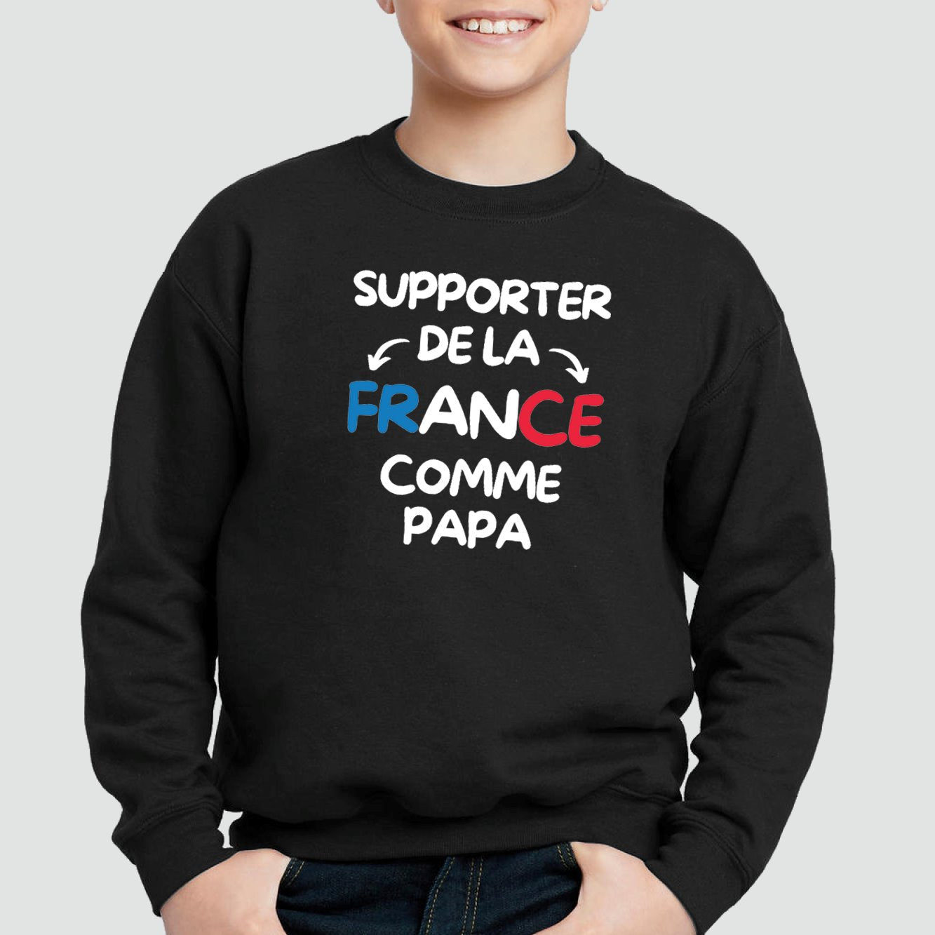 Sweat Enfant Supporter de la France comme papa Noir