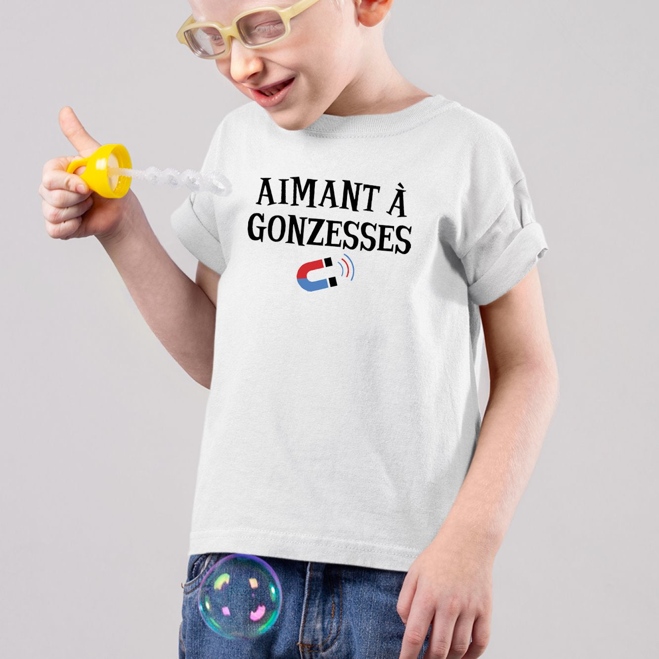 T-Shirt Enfant Aimant à gonzesses Blanc