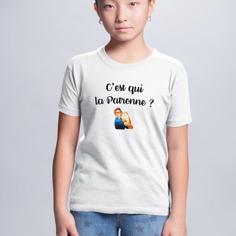 T-Shirt Enfant C'est qui la patronne Blanc