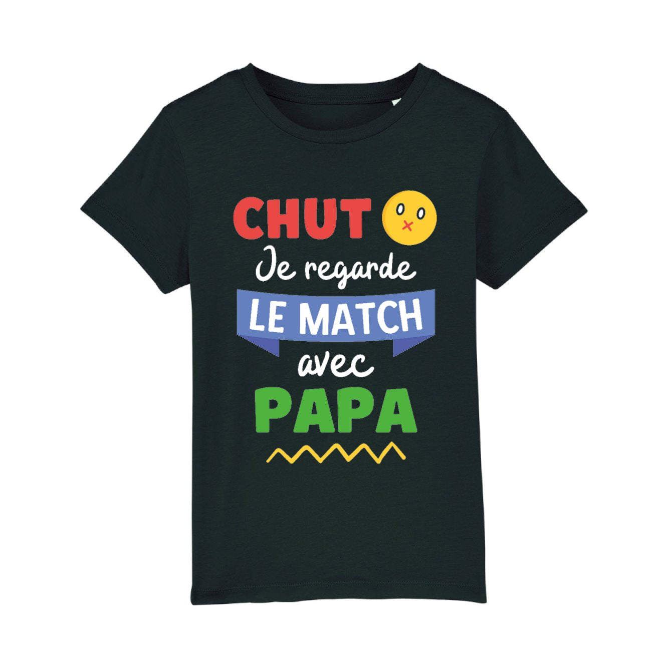 T-Shirt Enfant Chut je regarde le match avec papa
