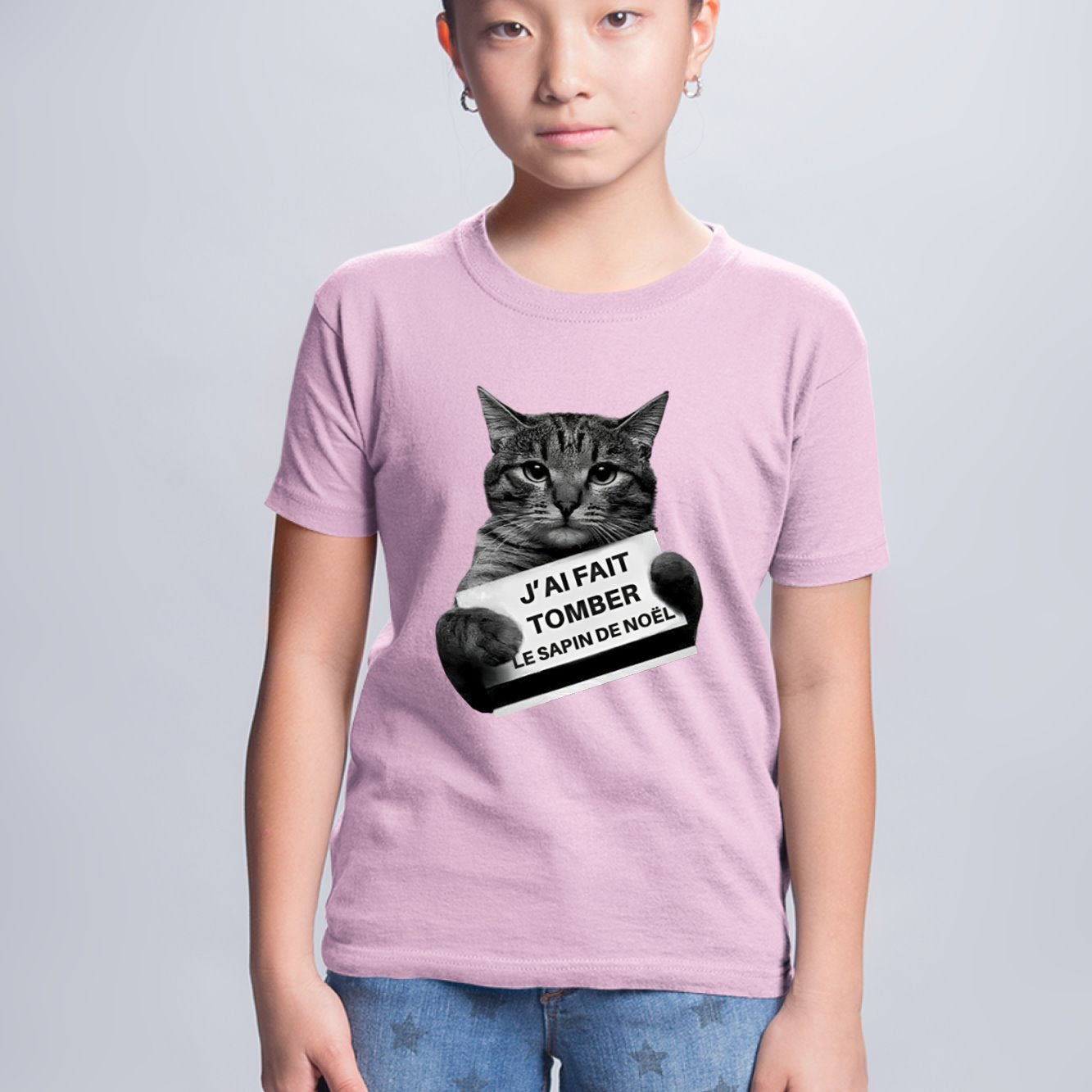 T-Shirt Enfant J'ai fait tomber le sapin Rose