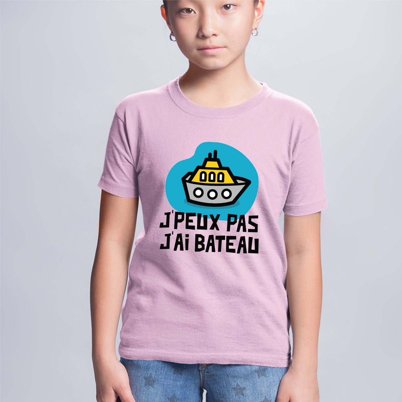 T-Shirt Enfant J'peux pas j'ai bateau Rose