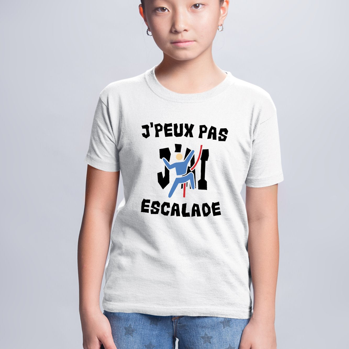 T-Shirt Enfant J'peux pas j'ai escalade Blanc