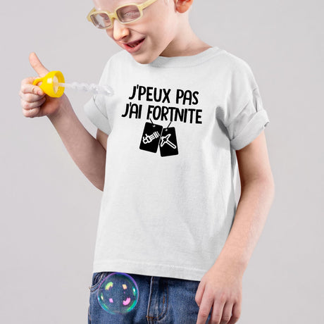 T-Shirt Enfant J'peux pas j'ai Fortnite Blanc