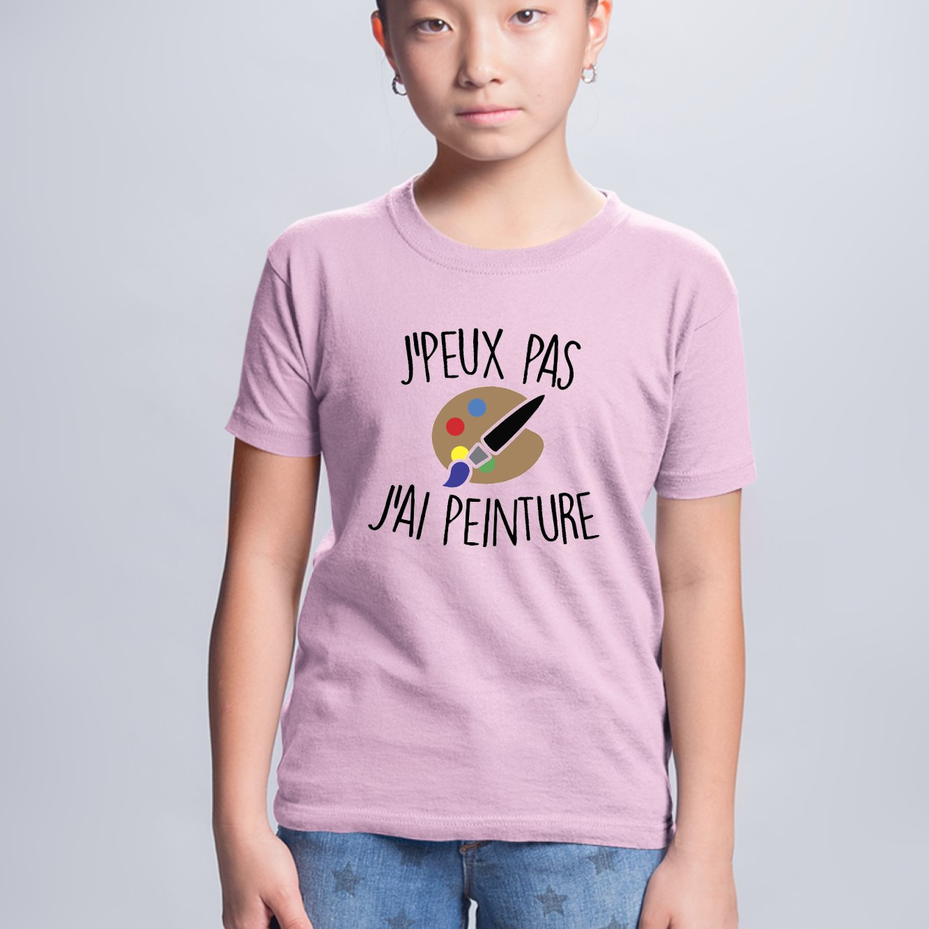 T-Shirt Enfant J'peux pas j'ai peinture Rose