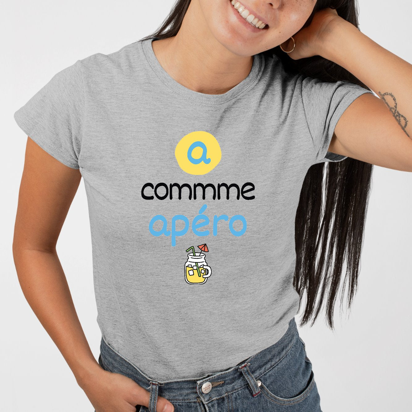 T-Shirt Femme A comme apéro Gris