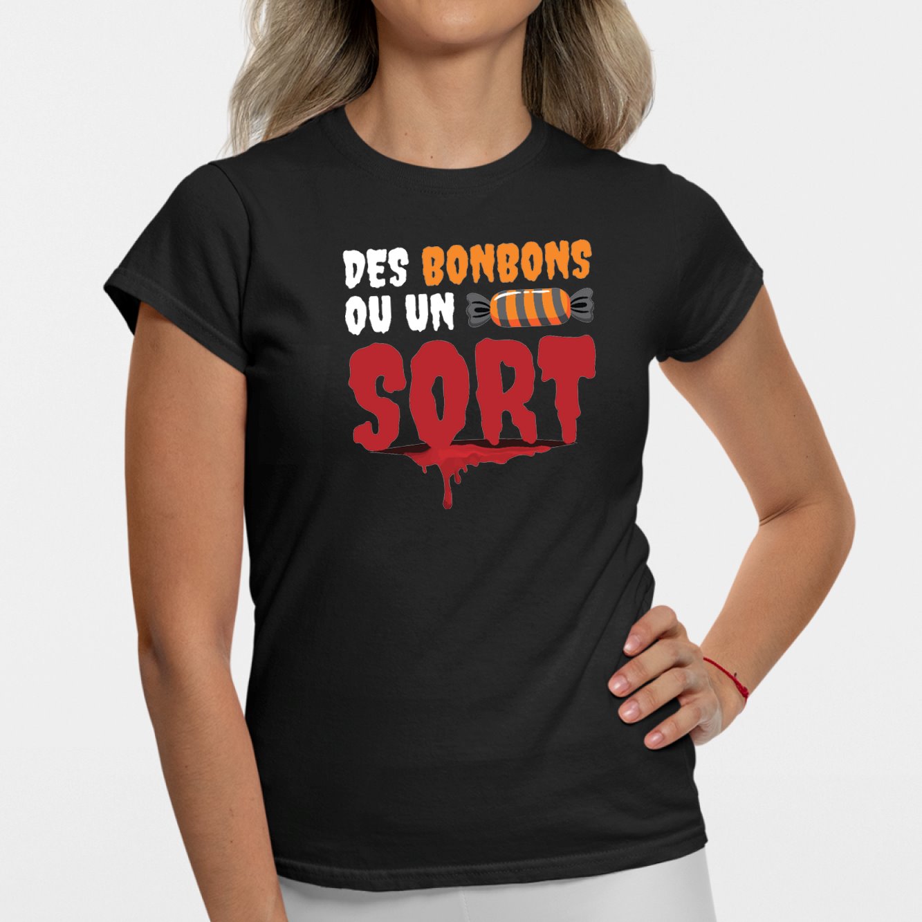 T-Shirt Femme Des bonbons ou un sort Noir