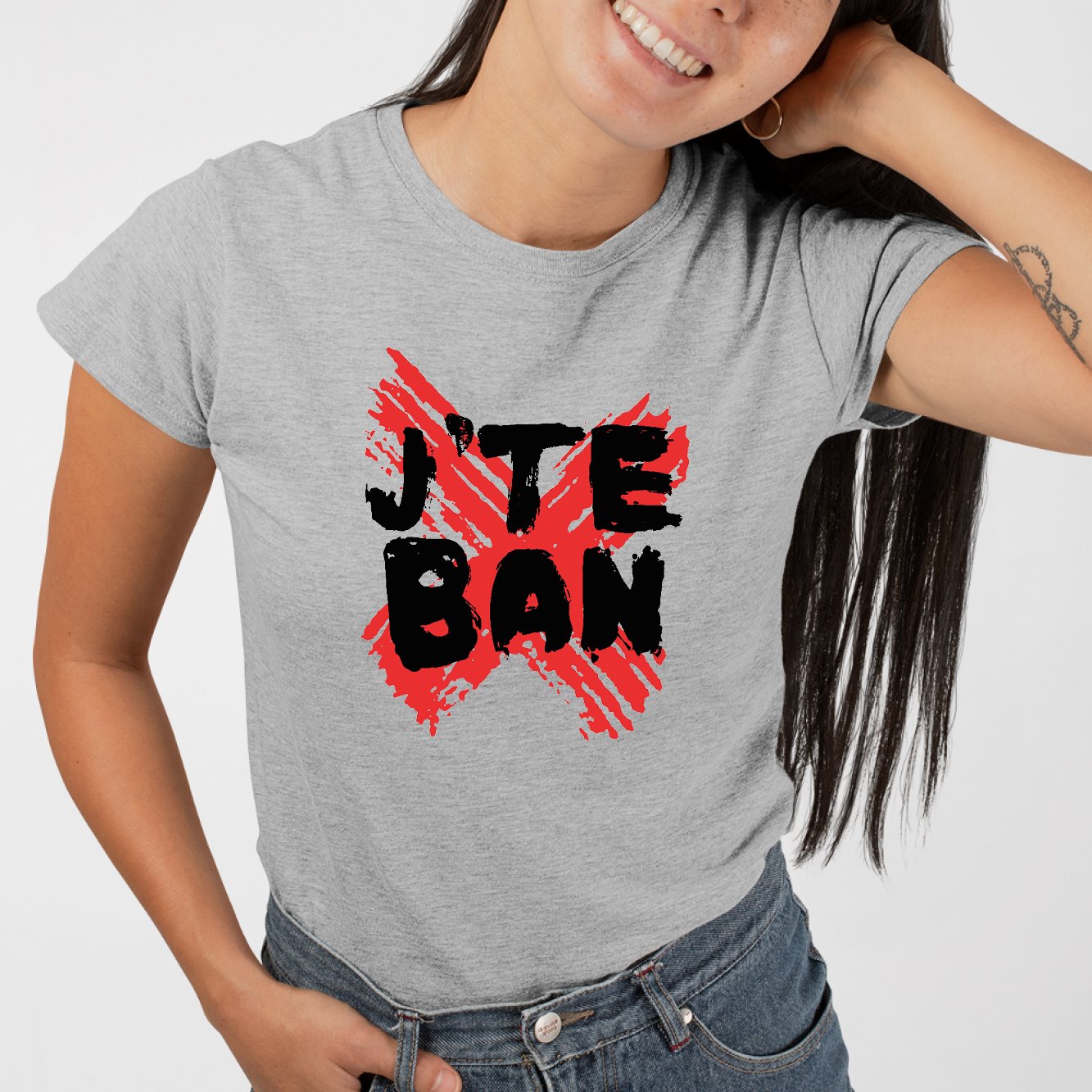T-Shirt Femme J'te ban Gris