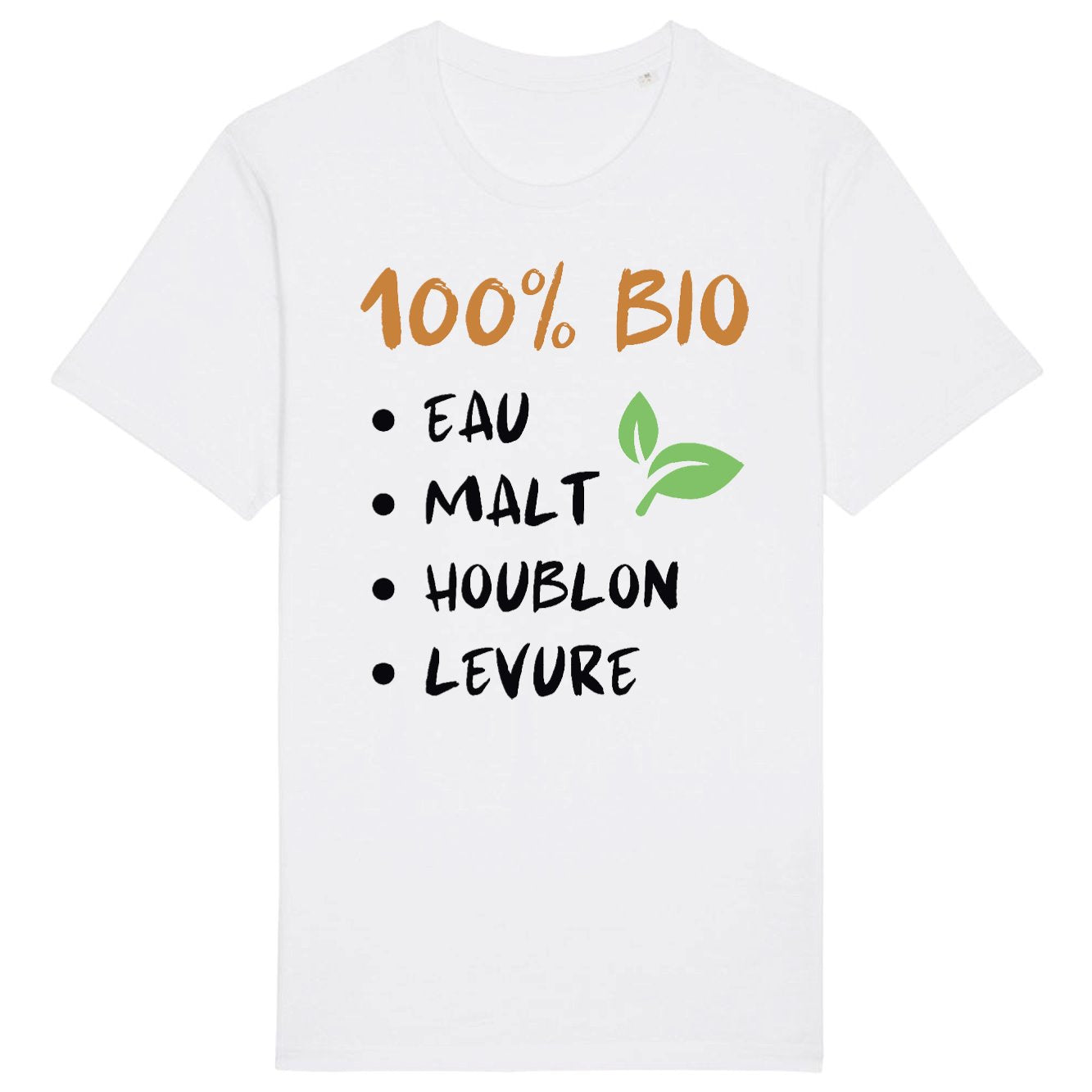 T-Shirt Homme 100% bio eau malt houblon levure