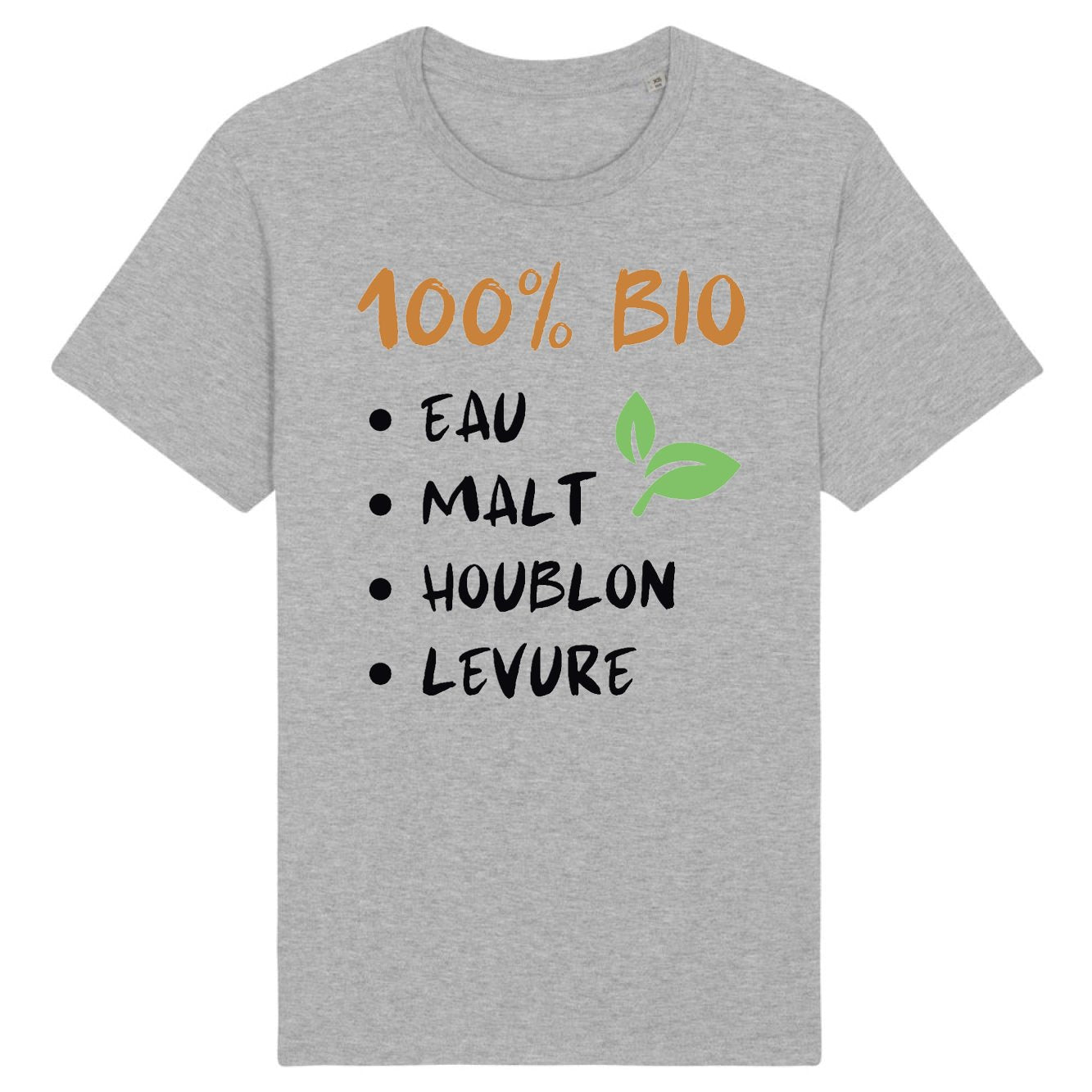 T-Shirt Homme 100% bio eau malt houblon levure