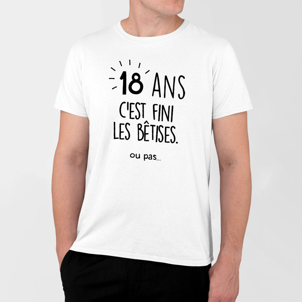 Tee-shirt 18 ans Anniversaire Femme Blanc S, M et L