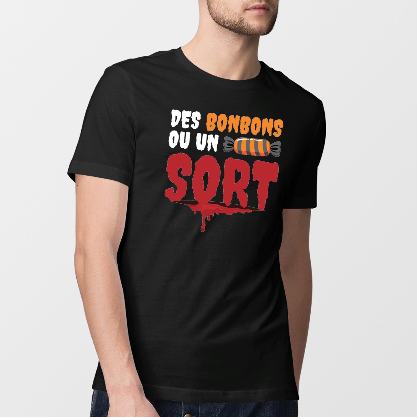 T-Shirt Homme Des bonbons ou un sort Noir